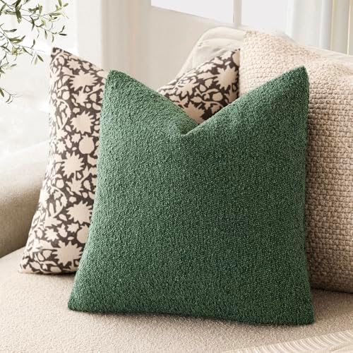 Foindtower Decorative Textured Boucle Throw Pillow Covers 24x24 Pine Green - Image 5