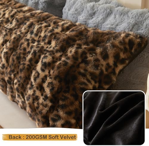 LIFEREVO Leopard Print Body Pillow Cover 20x54, Soft Fluffy Faux Rabbit Fur - Image 5