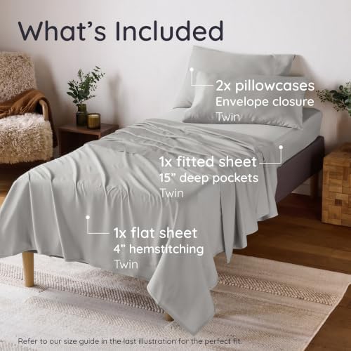 Bambaw 100% Viscose Derived from Bamboo Sheet Set Twin Size – 4-Piece Twin Size - Image 2
