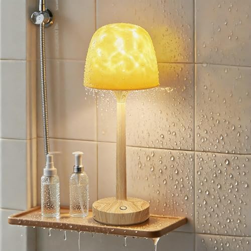Shower Lamp - Waterproof Bathroom Lamp Ocean Wave Projector, Wood Grain by Funlenry