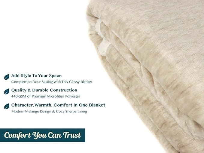 PAVILIA Melange Cream Sherpa Blanket Throw for Couch, Warm Soft Cozy Reversible Blanket Sofa Bed, Thick Plush Large Fleece Car Blanket, Decorative Home Room Decor Gifts Men Women, 50x60 Ivory Beige