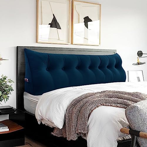 Bed Wedge Headboard Pillow King Bedrest Reading Pillow, Deep Blue by Bncktrd