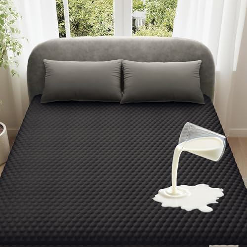 OhGeni 100% Waterproof Mattress Protector, Queen Size Black Soft Bamboo Viscose by OhGeni
