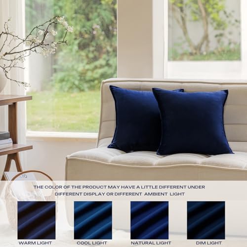Velvet Navy Blue Throw Pillow Covers 18”x18”Pack of 2 Soft Decorative - Image 2