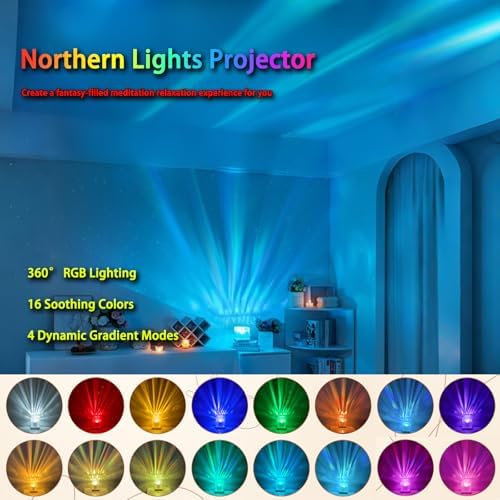 Northern Lights Projector,Aurora Sunset Ambient Lighting 16 Colors - Image 2