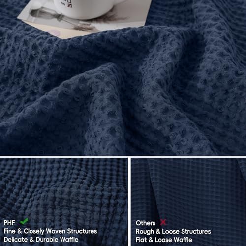 PHF Cotton Waffle Euro Shams 26" x 26", Bright Navy Blue, No Insert - Image 4