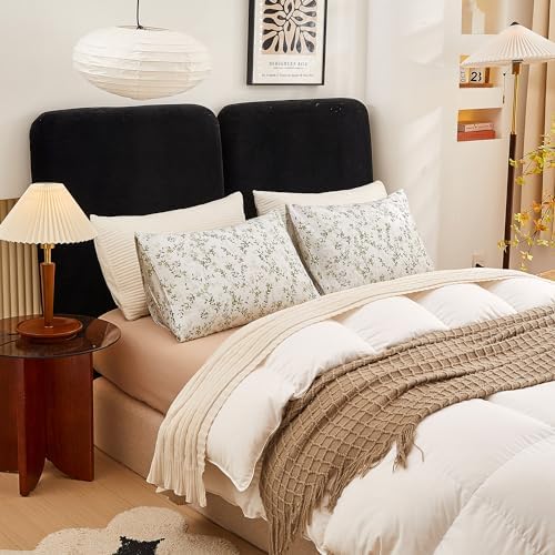 ECOCOTT Pillowcase Queen Size Set of 2, Mini Green Leaves Pattern Printed - Image 6