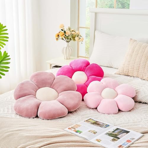 Kcvvcr Pink Flower Pillow, 19.6" Cute Flower Shaped Floor Pillow, Aesthetic - Image 4