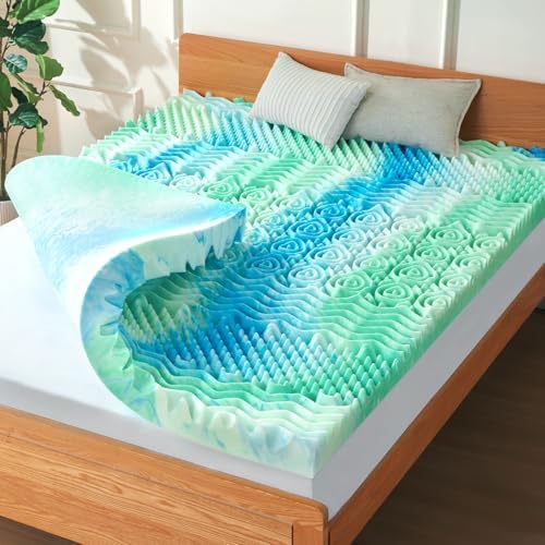 SOOSLEEPY 2 Inch 7-Zone Full Memory Foam Mattress Topper Egg Crate Cooling Gel by SOOSLEEPY