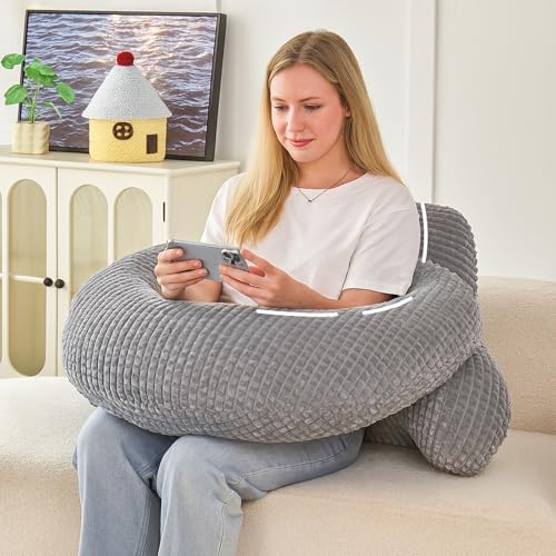 19" Reading Pillow for Bed, U Shaped Arm & Elbow Support by PAJEO