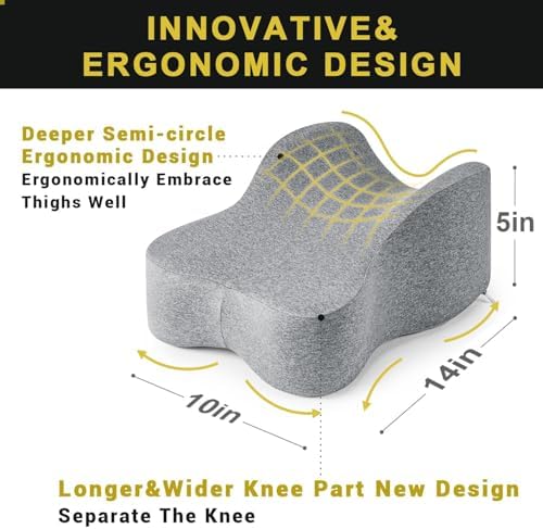 Long Knee Pillow for Side Sleepers Separates Full Thighs for Alignment - Image 3