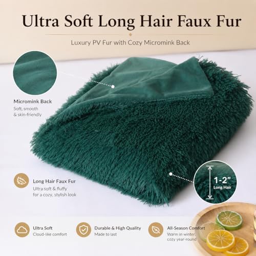 REAFORT Long Hair Faux Fur Euro Sham Cover 26"x26" Hidden Zipper - Image 2