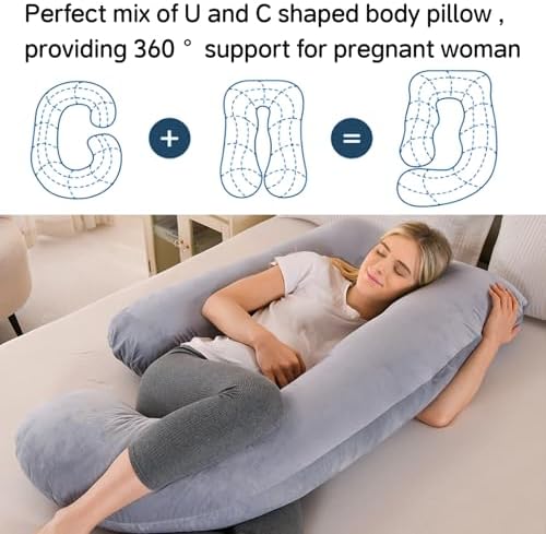 U Shaped Pregnancy Pillow for Sleeping, Maternity Body Pillow for Women - Image 3