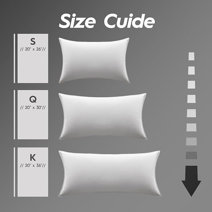 Globon Ultra Soft Down Pillow Standard Size, All Down Filled Bed Pillow for Sleeping, 100% Cotton Shell 500 Thread Count 700 Fill Power, Soft Hotel Collection Down Feather Pillow 20" x 26" 1 Pack