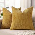 decorUhome Textured Chenille Throw Pillow Covers 24x24 Set of 2 Yellow by decorUhome