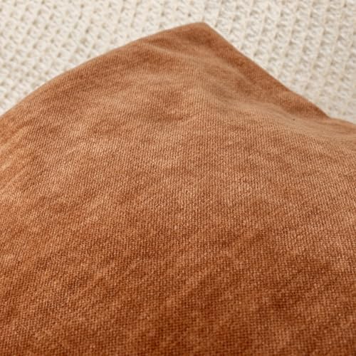 JoraLion Chenille Lumbar Pillow Covers 12X24 inch Dark Orange - Image 3