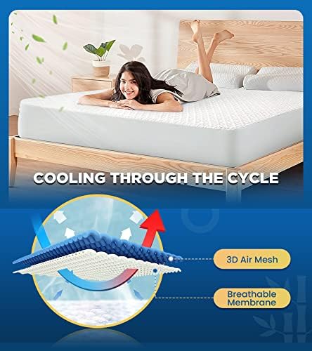 100% Waterproof Queen Mattress Protector Breathable Cooling 3D Air Fabric - Image 4