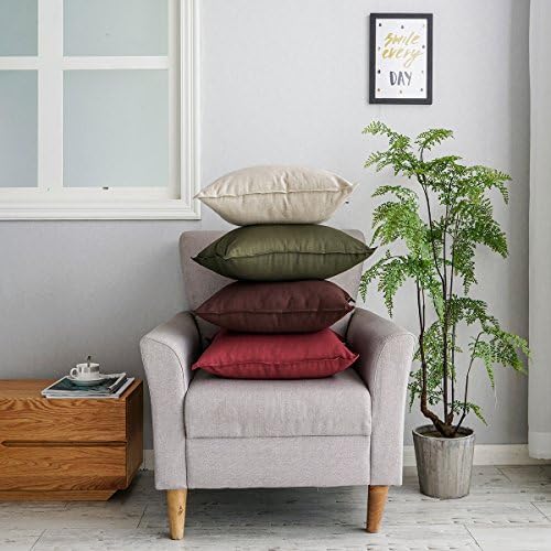 Jeanerlor Set of 2 Decorative 26"x26" Cotton Linen Chair Throw Pillow Case Green - Image 4