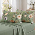 Bedorm 100% Cotton Pillowcases Set of 2 King Size Green Floral Pillow Cover by Bedorm