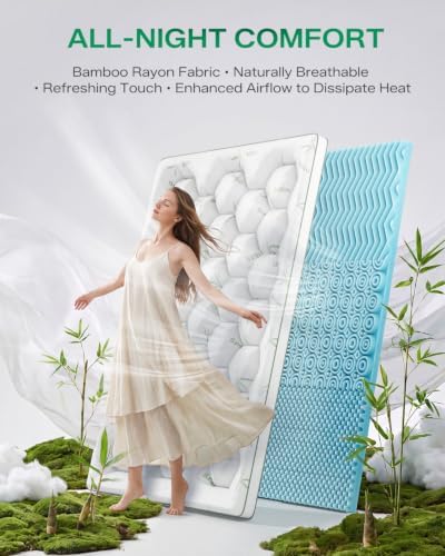 Dual Layer 4 Inch Full Size Mattress Topper, Memory Foam Mattress Topper - Image 2