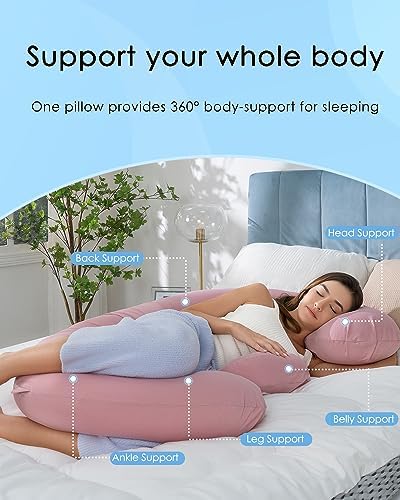 QUEEN ROSE Cooling E Shaped Pregnancy Pillows, Detachable Maternity Body Pillow - Image 3