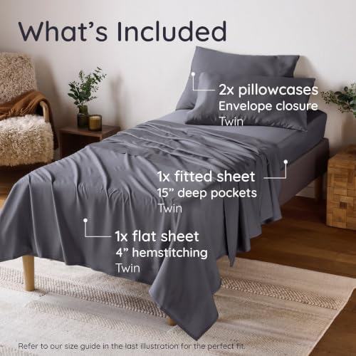 Bambaw 100% Viscose Derived from Bamboo Sheets Twin Size Set – 4-Piece Cooling - Image 2