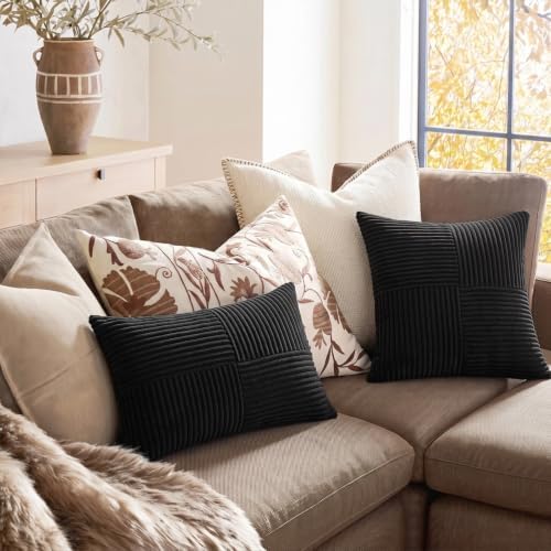 Fancy Homi 2 Packs Black Samll Decorative Throw Pillow Covers 14x14 Inch - Image 5