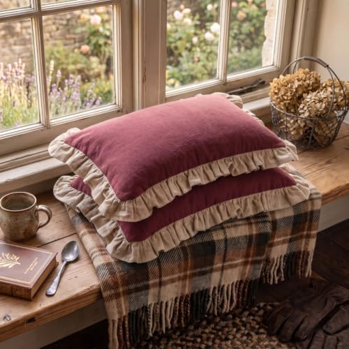 patdrea Vintage Red Linen Throw Pillow Covers - Image 7