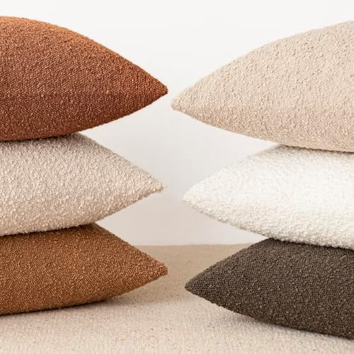 Foindtower Decorative Textured Boucle Throw Pillow Cover 20x20 Burnt Orange - Image 5