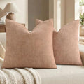 decorUhome Chenille Throw Pillow Covers 24x24 Set of 2, Dusty Pink by decorUhome