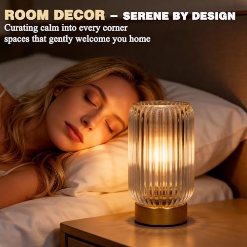 MJ PREMIER Battery Operated Lamp, Small Cordless Lamp with Timer, Clear*2 - Image 3