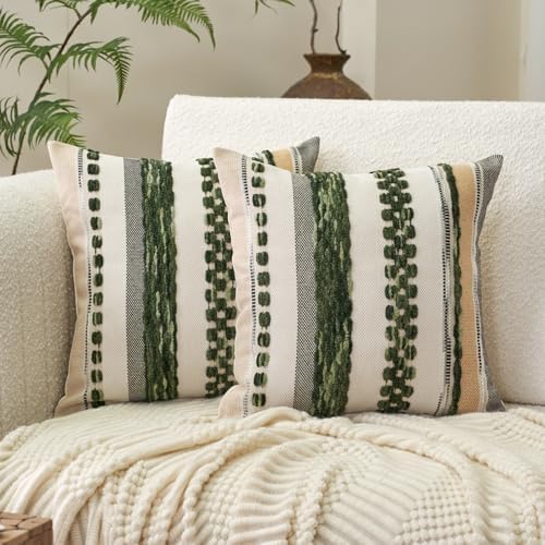 Aeckself Boho Throw Pillow Covers 18x18 Inch Set of 2, Farmhouse Decorative by AECKSELF