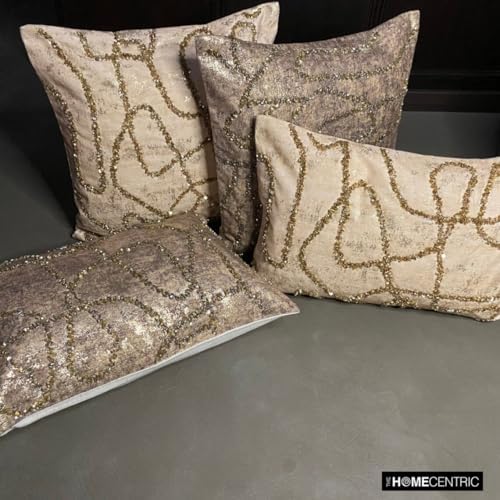Pack of 2 Decorative Lumbar Pillow Cover Gold, Hand Embroidery Oblong Pillow - Image 6