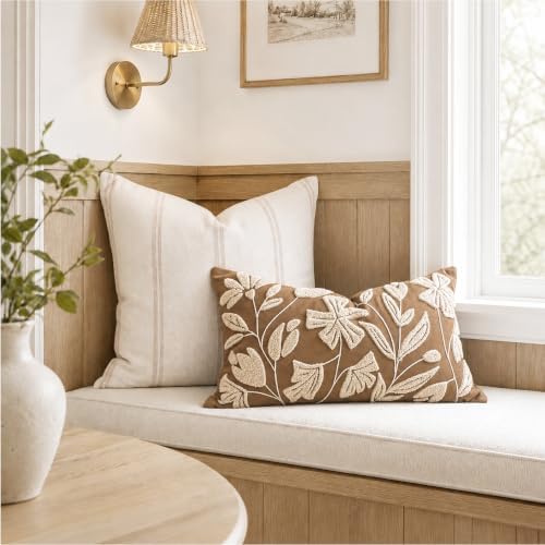 BlissBlush 12x20 Lumbar Pillow Cover, Rectangular Brown Decorative Throw - Image 5