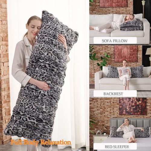Fluffy Leopard Print Body Pillow Cover, Luxury Bubble Cheetah Print Plush Fuzzy - Image 3