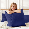 100% Coton Waffle Weave Euro Shams 2 Pack, Soft Aesthetic Throw Pillow Covers by MOSLUNA