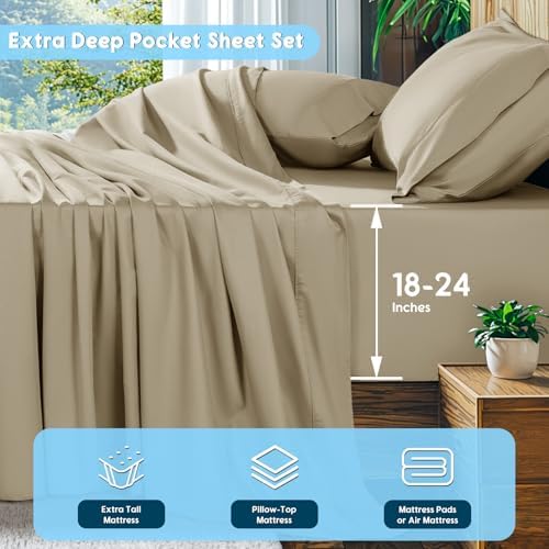 SONORO KATE 1000 Series 100% Egyptian Cotton Full Sheets, Extra Deep Pocket - Image 2