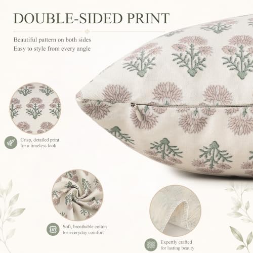 Vintage Botanical Lumbar Pillow Cover 12X20 Pack of 1, Double-Sided Floral - Image 3
