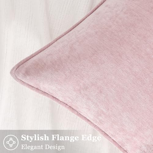 decorUhome Chenille Blush Pink Velvet Throw Pillow Covers 16x16 Set of 2 - Image 3