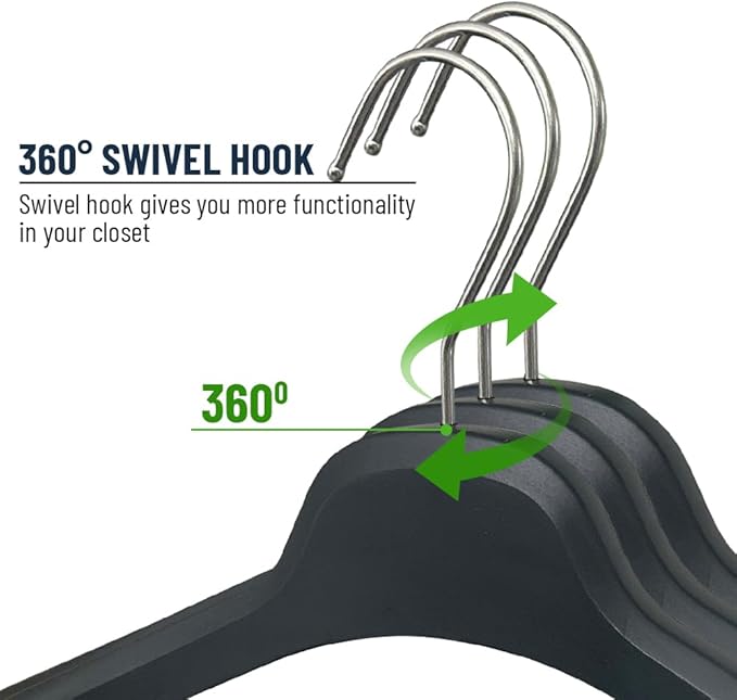 All Hung Up Hangers Plastic Coat Hangers, Clothes Hangers (Black, 36pk)