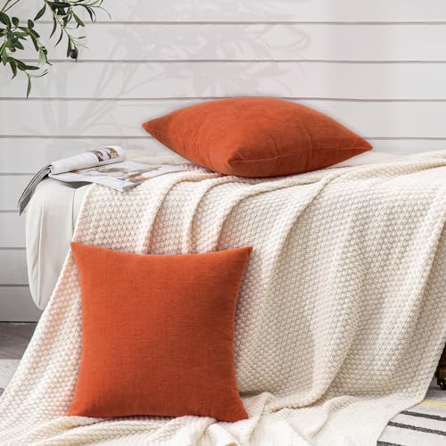 GAWAMAY Orange Chenille Throw Pillow Covers 16x16 Set of 2 - Image 5