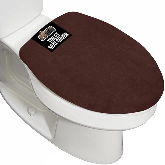GORILLA GRIP Thick Memory Foam Bathroom Toilet Lid Seat Cover, Soft Velvet Topside, Machine Wash, Plush Cushioned Covers Fits Most Size Lids, Decorative Bath Room Accessories, 19.5x18.5, Brown