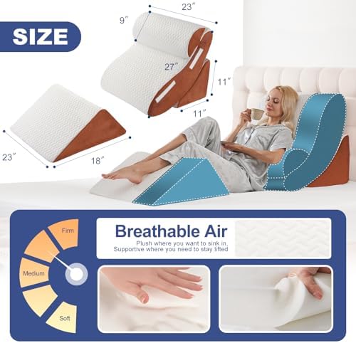 WSOFRLAC Orthopedic Bed Wedge Pillow Set 4PCS – Memory Foam Pillows - Image 2