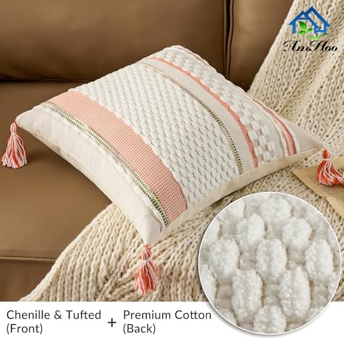 AmHoo Chenille Striped Textured Boho Throw Pillow Covers Aesthetic - Image 2