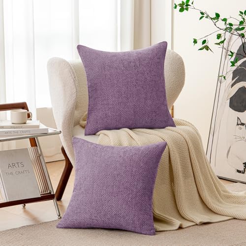 a moment Purple Chenille Throw Pillow Covers 16x16 Inch Pack of 2 Modern - Image 2