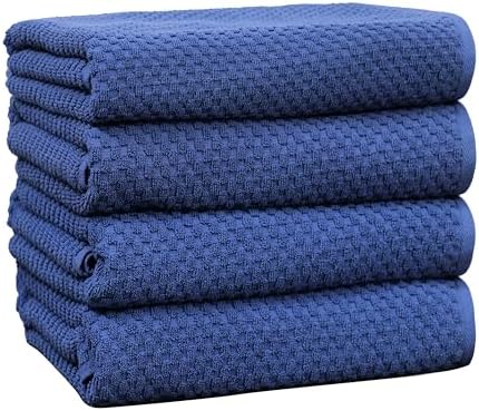 COTTON CRAFT Euro Spa Waffle Weave Bath Towels - Set of 4 Blue Towels by COTTONCRAFT