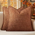 MIULEE Slubby Textured Decorative Fall Throw Pillow Covers Rust 20x20 by MIULEE