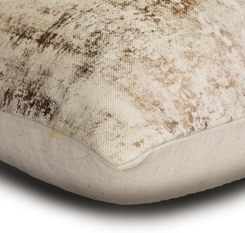 The HomeCentric Decorative Gold 12"x22" Lumbar Pillow Cover, Linen Floral & 3D - Image 2