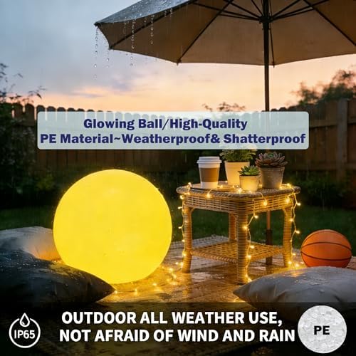 20-inch Rechargeable LED Ball Light, Large Glowing Globe Orb Light w/Remote - Image 5