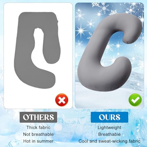 Hahafelt Cooling Pregnancy Pillow Cover 59 Inch Large C Shaped Full Body - Image 3